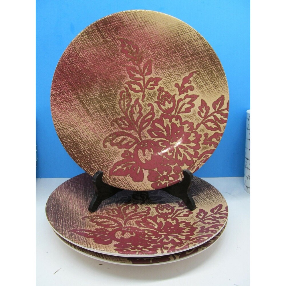 Noble Excellence Rose Bouquet Ironstone Dinner Plates 10.75" Bundle of 3